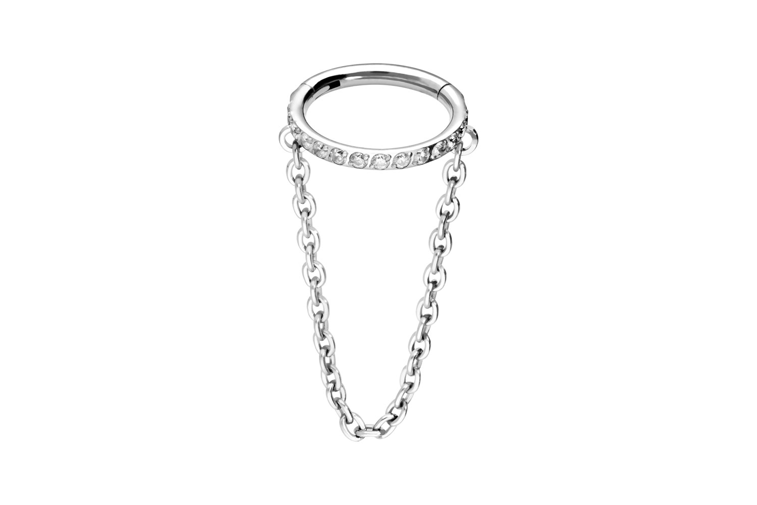 Titan Segmentring Clicker EINGEFASSTE KRISTALLE + KETTE